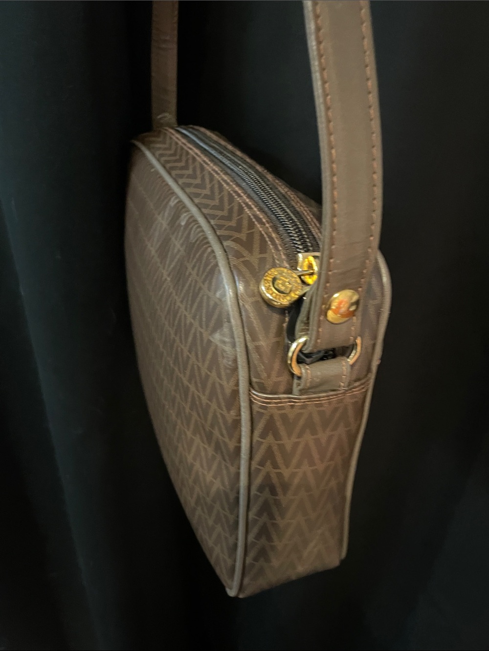 Mario Valentino Brown Monogrammed V-Logo Crossbody Bag - Picture 9 of 17